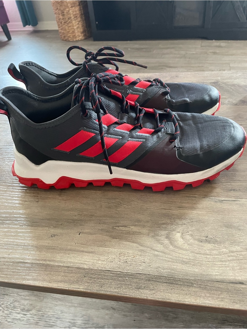 Adidas Ortholite Kanadia Trail Red black 3 Stripe Running Jogging Sneakers M 14